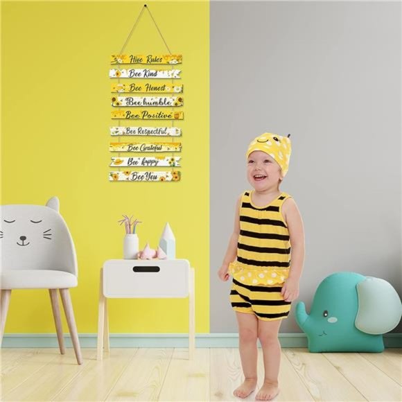 Humble Bee Sign Hive Rules Plaque Gift Christmas Bee Wall Ornament for Xmas Home - Picture 5 of 7